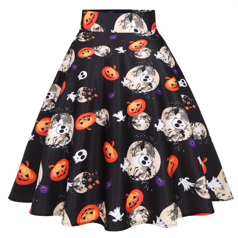 Skirts Halloween Goth Retro Skirt 50S Vintage Hepburn Jupe Pumpkin Skull Print Women Faldas Rockabilly Pin Up Big Swing
Skirts Halloween Goth Retro Skirt 50S Vintage Hepburn Jupe Pumpkin Skull Print Women Faldas Rockabilly Pin Up Big Swing