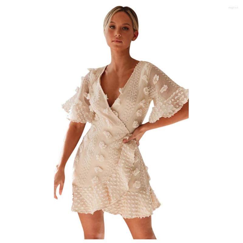 Casual Dresses Neck Mini V Hook Flower Ruffle Dress Lace Women Sexy Women's, White
Casual Dresses Neck Mini V Hook Flower Ruffle Dress Lace Women Sexy Women's, White