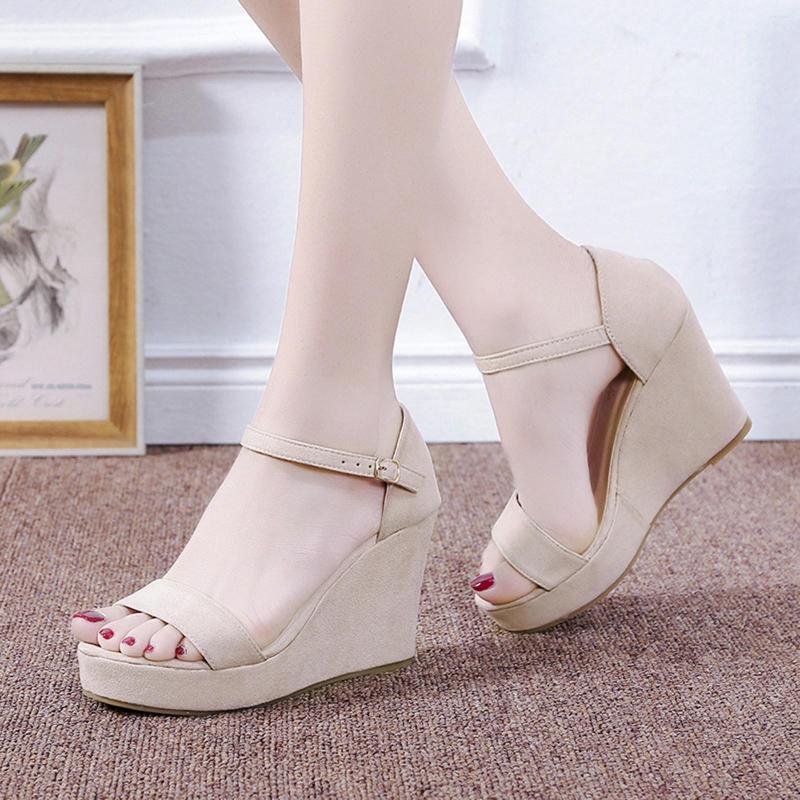 Sandals Fashion Summer Women Fish Mouth Wedge Heel High Thick Sole Solid Color Buckle Platform Breathable Slipper Shoe, Beige
Sandals Fashion Summer Women Fish Mouth Wedge Heel High Thick Sole Solid Color Buckle Platform Breathable Slipper Shoe, Beige