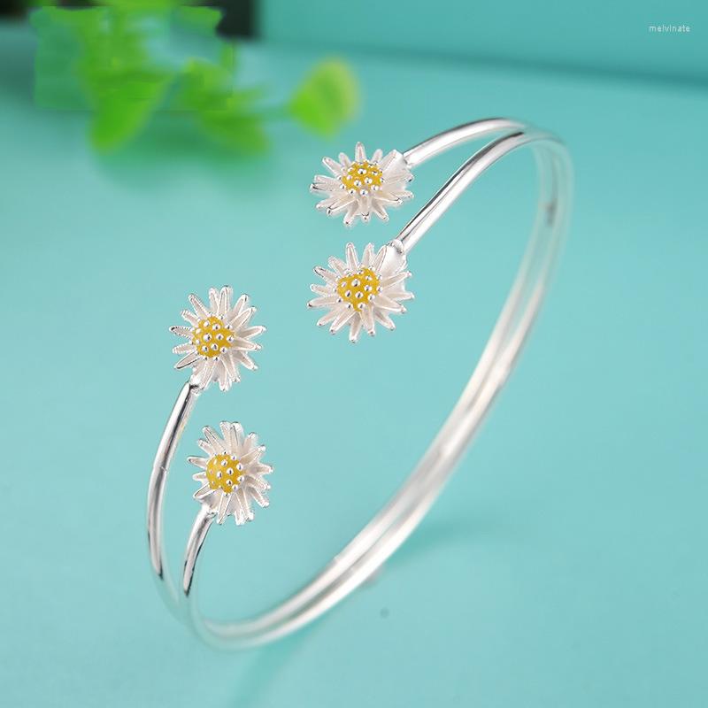 Bangle 925 Sterling Silver Fashion Fresh Daisy Sun Flower Opening Bracelet&Bangles High Quality Elegant Lady Sterling-silver-jewelry
Bangle 925 Sterling Silver Fashion Fresh Daisy Sun Flower Opening Bracelet&Bangles High Quality Elegant Lady Sterling-silver-jewelry