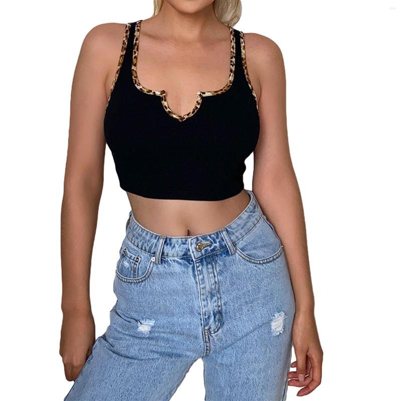 Women' Tanks Ladies Black Sexy Women Slim-Fitting Vest Summer Style Sleeveless Patchwork Leopard Print Edge Deep V-Neck Short Dress
Women' Tanks Ladies Black Sexy Women Slim-Fitting Vest Summer Style Sleeveless Patchwork Leopard Print Edge Deep V-Neck Short Dress