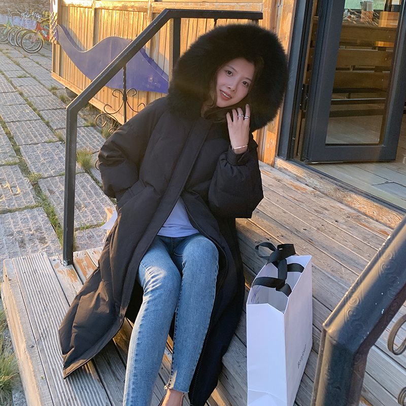 Women's Down Parkas Winter Down Jacket Women Fashion Big Fur Collar Long Padded Jackets Korean Loose Thick Bubble Coats Female 220930