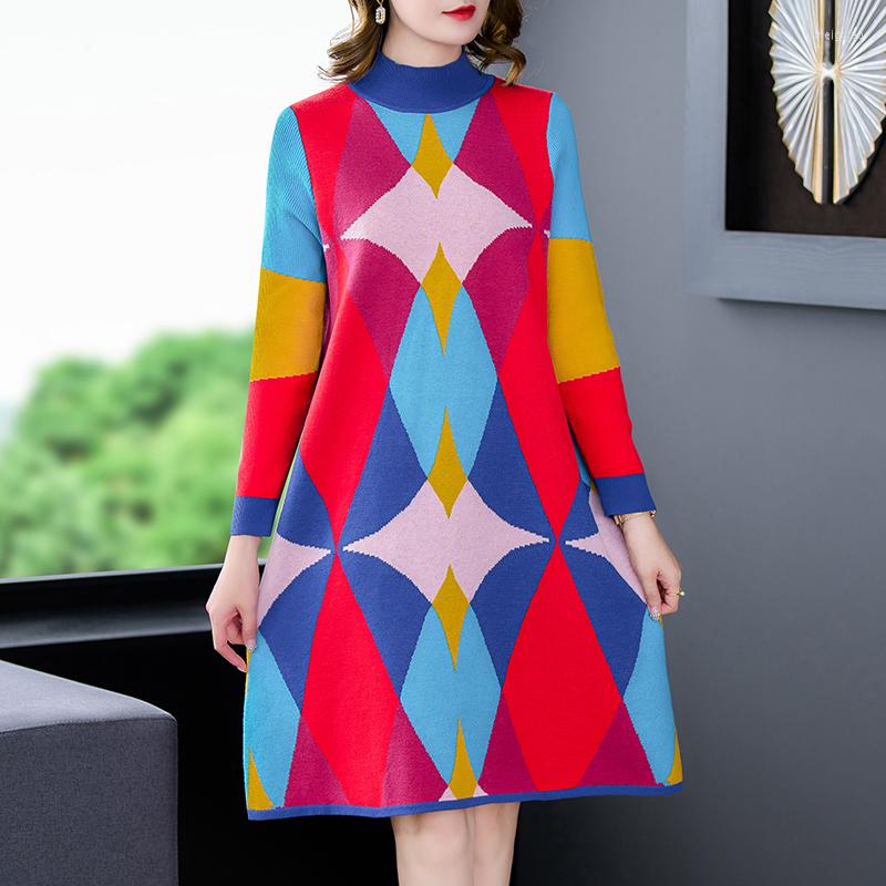Casual Dresses Sweater Knitting For Women 2022 Autumn Office Lady Fashion Half Turtleneck Striped Patchwork Knee-Length Vestidos, Picture shown
Casual Dresses Sweater Knitting For Women 2022 Autumn Office Lady Fashion Half Turtleneck Striped Patchwork Knee-Length Vestidos, Picture shown
