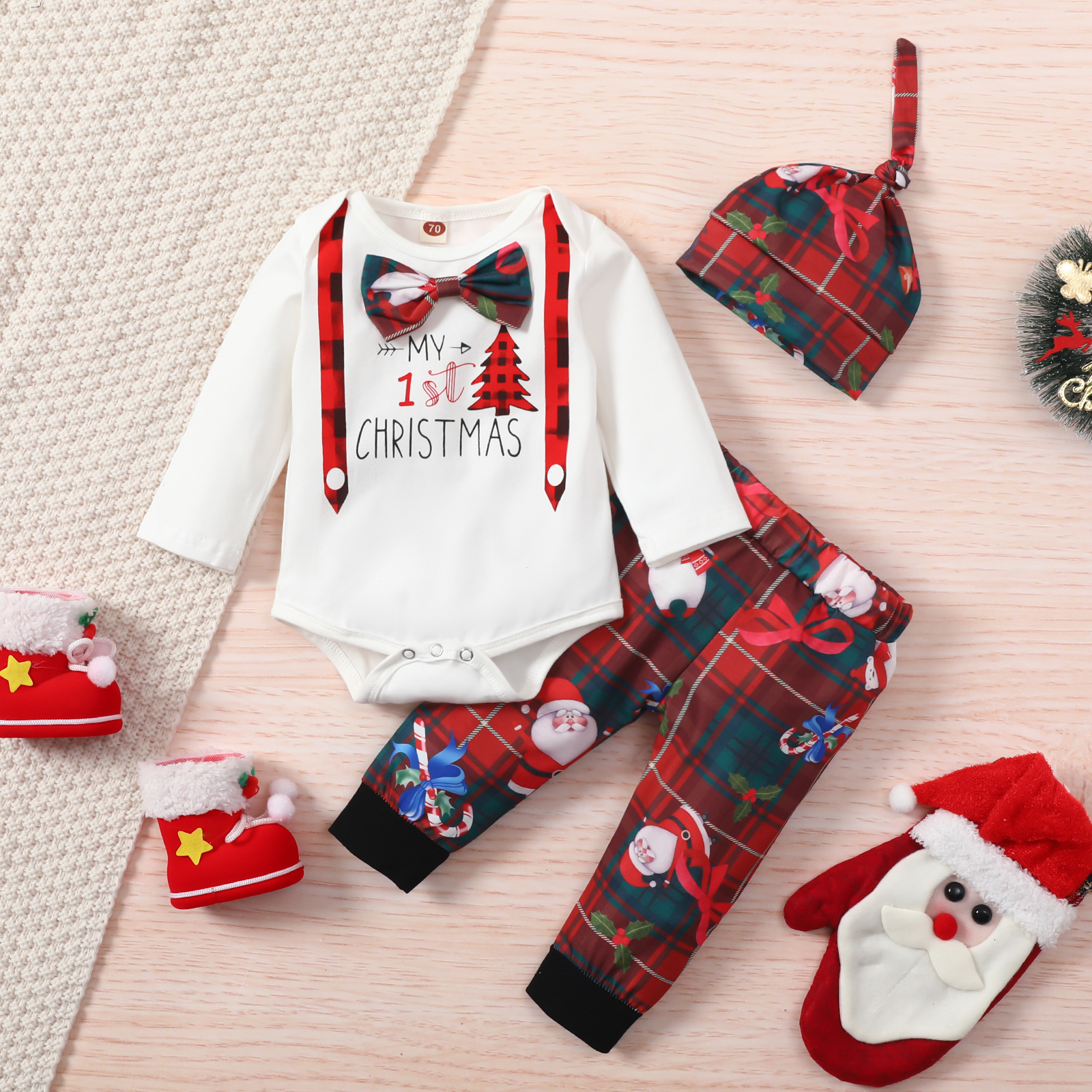Xmas Eve 3Pcs Infant Baby Boy Christmas set My First Christmas Romper Pants Kids Clothes, As picture
Xmas Eve 3Pcs Infant Baby Boy Christmas set My First Christmas Romper Pants Kids Clothes, As picture