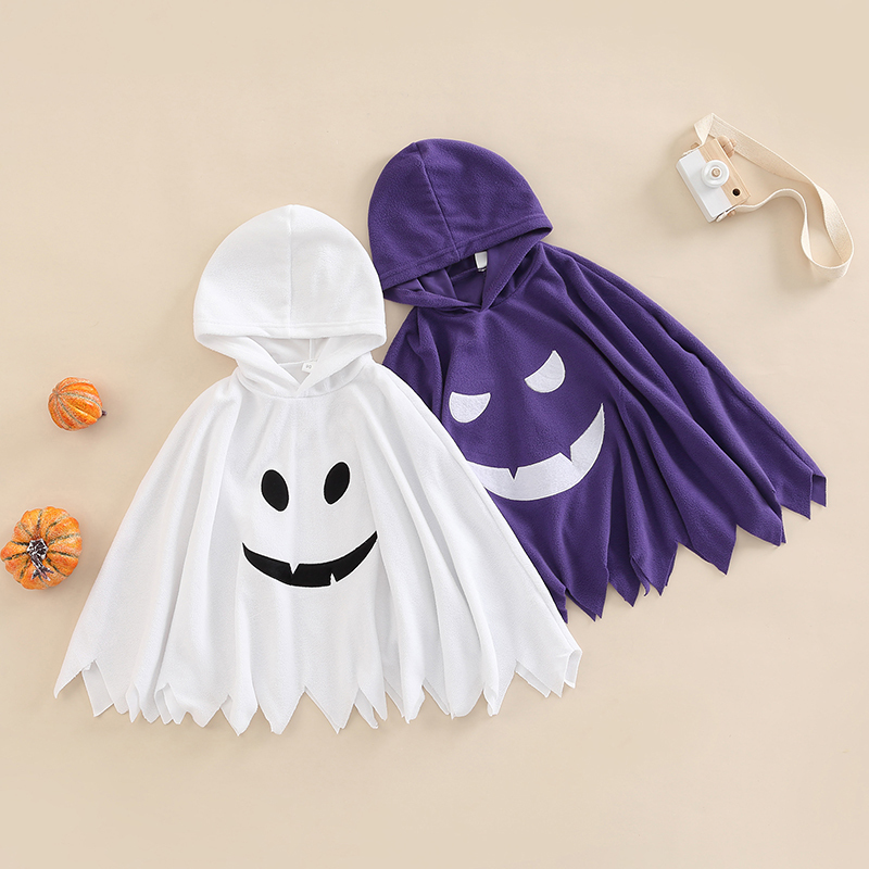 Jackets Halloween Children Boys Girls Cloak Spring Autumn Hooded Ghost Face Pattern Costumes Cosplay RolePlay Child Holiday Outfit 2201006
