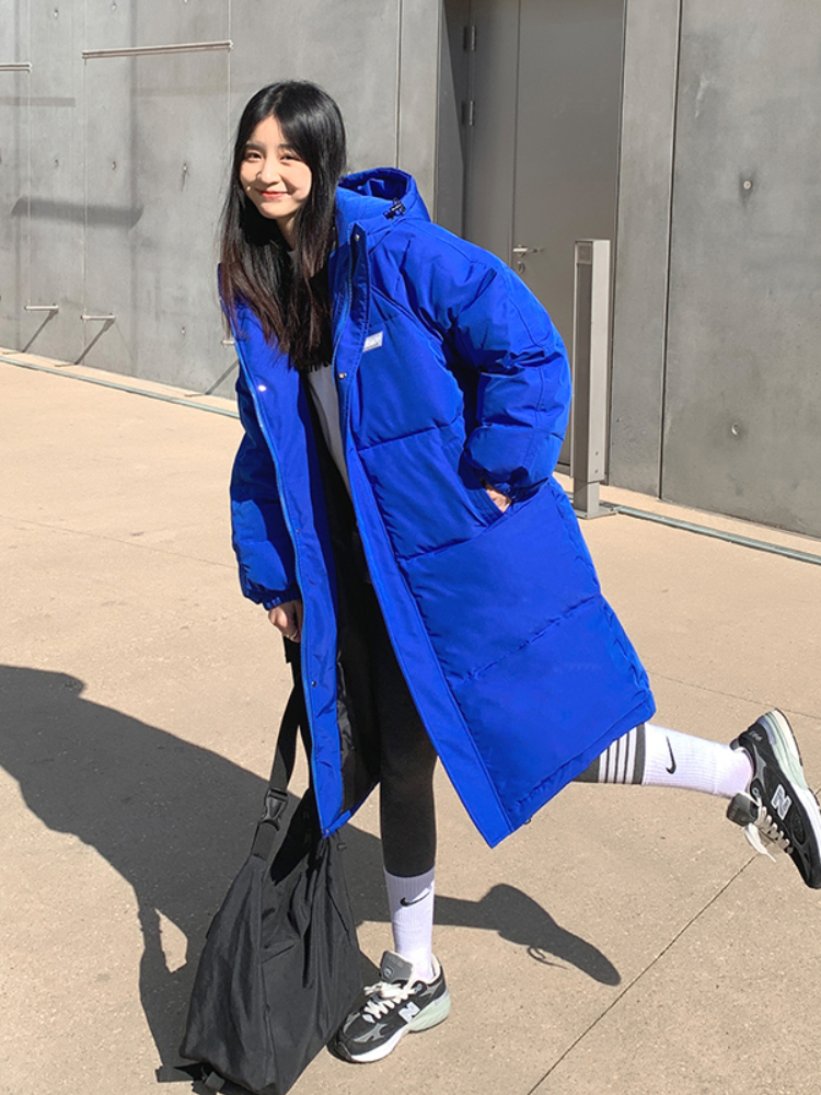 Women's Down Parkas Medium Long Puffer Jacket Autumn Winter Women Thick Hooded Bubble Coat Female Solid Loose Oversized Parkas Korean Chic Outwea