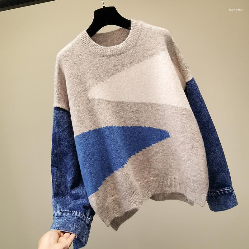 Women's Sweaters Urifens Pullover O Neck Hedging Denim Stitching Contrast Sweater Women All-Match Long-Sleeved Loose Lazy Wind Top P50, Blue
Women's Sweaters Urifens Pullover O Neck Hedging Denim Stitching Contrast Sweater Women All-Match Long-Sleeved Loose Lazy Wind Top P50, Blue