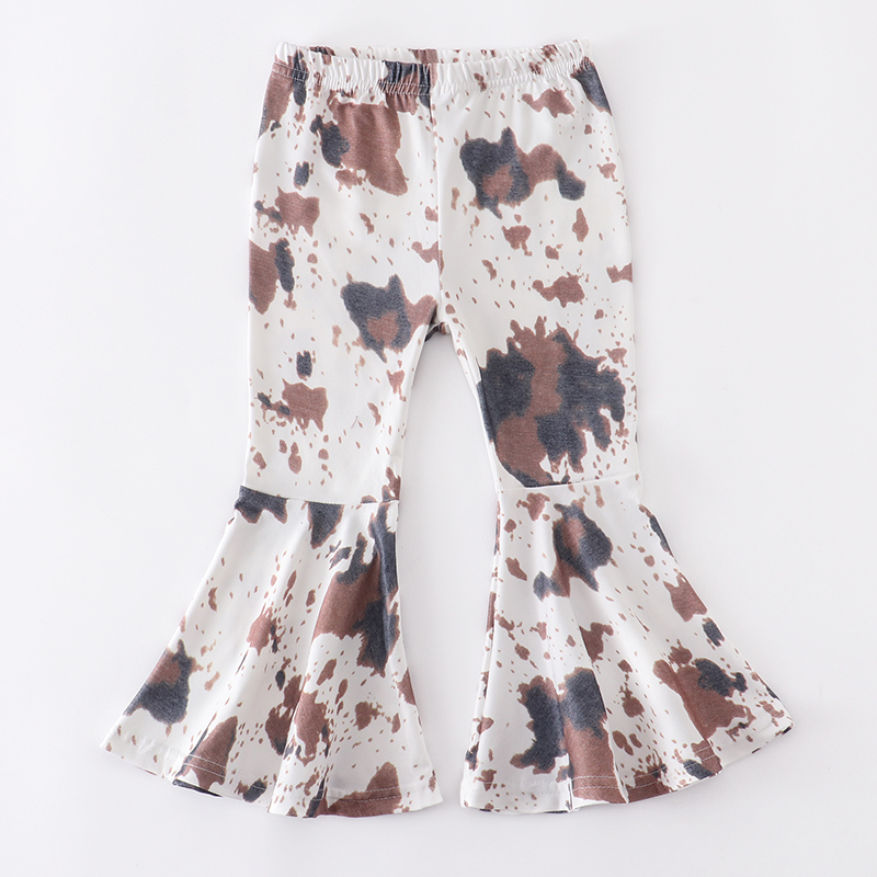 Trousers Girlymax Baby Girls Children Clothes Black Cow Milk Silk Solid Color Ruffles Bellbottoms Pants 2201006