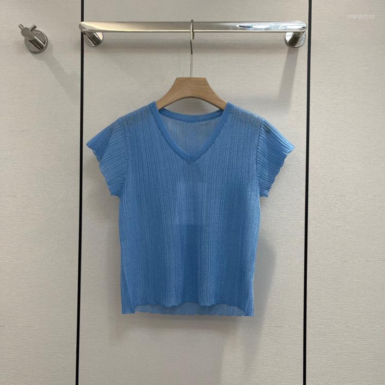 Women' T Shirts Women' T-Shirt Luxury Knitted Tshirt Casual Loose V-neck Short-sleeved Sweater Top 2022 Summer Light Slim Short Silk, Blue
Women' T Shirts Women' T-Shirt Luxury Knitted Tshirt Casual Loose V-neck Short-sleeved Sweater Top 2022 Summer Light Slim Short Silk, Blue