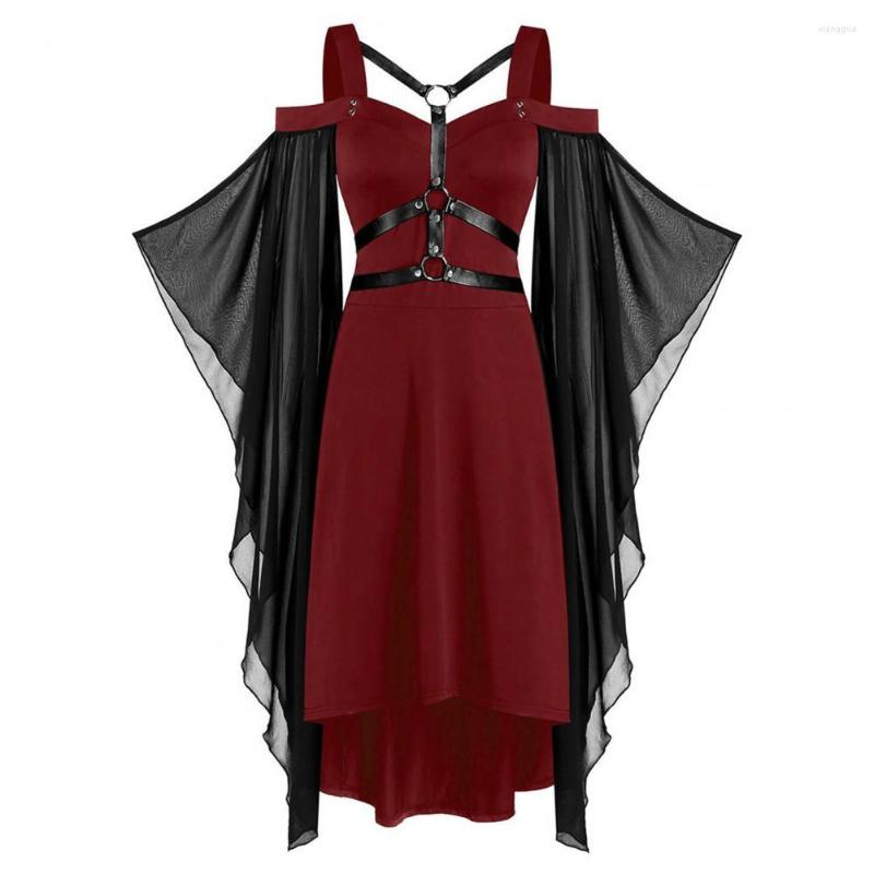 Casual Dresses Faux Leather Straps Decor Backless Cross Bandage Women Gothic Retro Court Halloween Dress Performance Costume, Black
Casual Dresses Faux Leather Straps Decor Backless Cross Bandage Women Gothic Retro Court Halloween Dress Performance Costume, Black