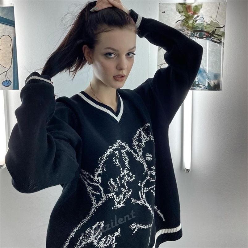 Women' Sweaters Sweaters Women Streetwear Knitted Pullover Angel Jacquard Fashion Hip Hop Spring Autumn Harajuku Oversized Outwear Grunge Jumper 221006, Black
Women' Sweaters Sweaters Women Streetwear Knitted Pullover Angel Jacquard Fashion Hip Hop Spring Autumn Harajuku Oversized Outwear Grunge Jumper 221006, Black