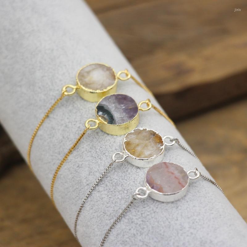 Link Bracelets Chain Natural Amethysts&Citrines Geode Druzy Gold/Silvery Chains Adjustable Round Drusy Quartzs Fashion Women Jewelry QC2
Link Bracelets Chain Natural Amethysts&Citrines Geode Druzy Gold/Silvery Chains Adjustable Round Drusy Quartzs Fashion Women Jewelry QC2