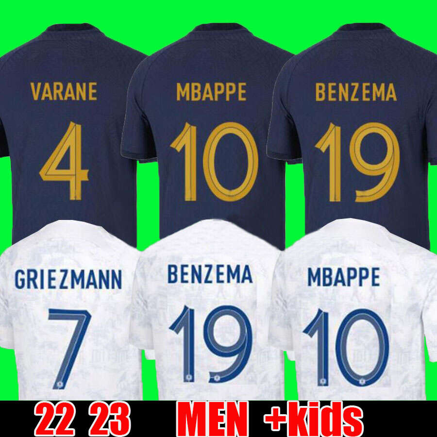 22 23 BENZEMA MBAPPE GRIEZMANN soccer jersey French KANTE POGBA ZIDANE GIROUD MATUIDI Kimpembe VARANE PAVARO equipement Maillot de football, Aldult
22 23 BENZEMA MBAPPE GRIEZMANN soccer jersey French KANTE POGBA ZIDANE GIROUD MATUIDI Kimpembe VARANE PAVARO equipement Maillot de football, Aldult