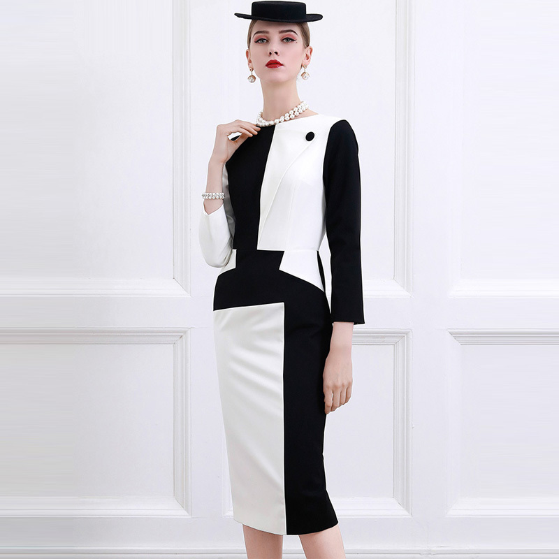 Work Dresses High End Small Fragrance Temperament Spring Black And White Professional Dress Women'S Formal Dress 221006
Work Dresses High End Small Fragrance Temperament Spring Black And White Professional Dress Women'S Formal Dress 221006