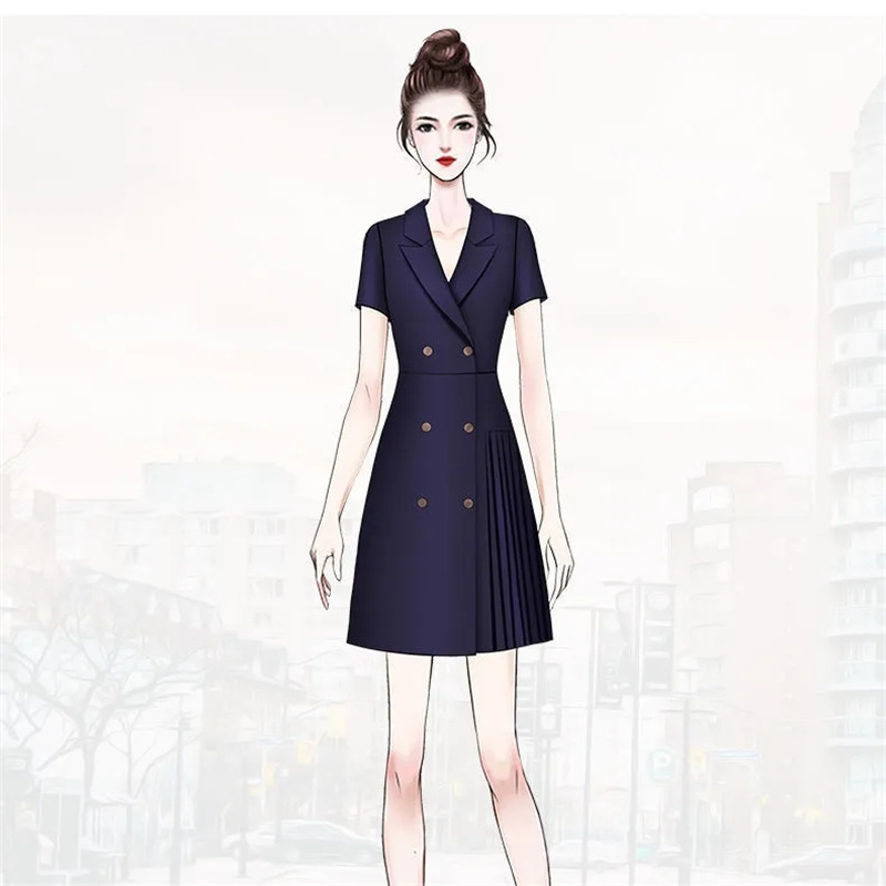 Work Dresses professional dress summer temperament goddess fan work clothes workplace light and mature women's pleated suit skirt 221006