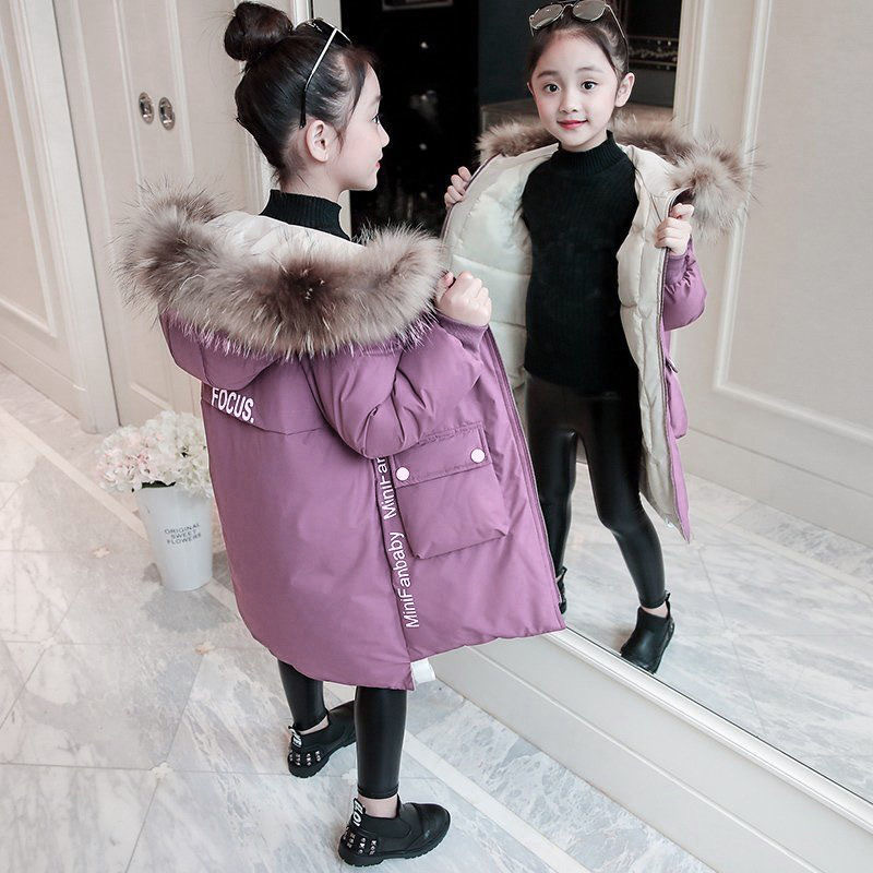 Down Coat Winter Warm Jackets for Girls Fashion Fur Hooded Children Girls Waterproof Outwear Kids Cotton Lined Parkas 221006