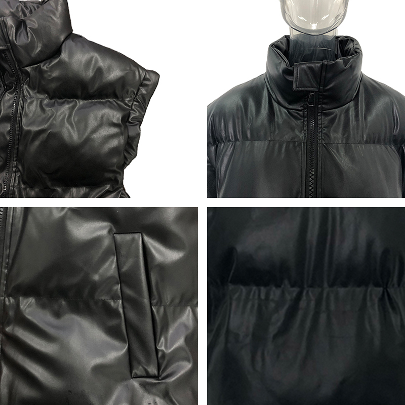 Women's Vests Fandy Lokar Spring Stand Collar Black Vests Women Fashion PU Coats Women Elegant Straight Simple Vests Female Ladies 220930