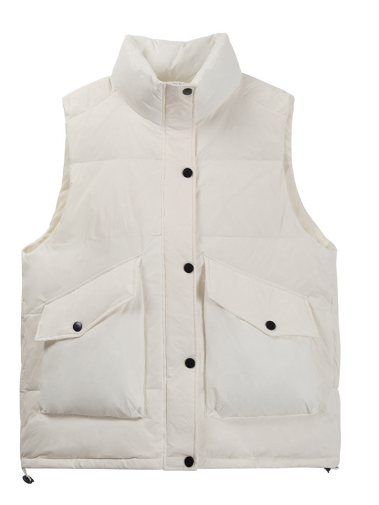 Women's Down Parkas Autumn Winter Lightweight Down Jacket Vest Women Sleeveless Stand Collar White Duck Down Coat Female Loose Vest Waistcoat 220