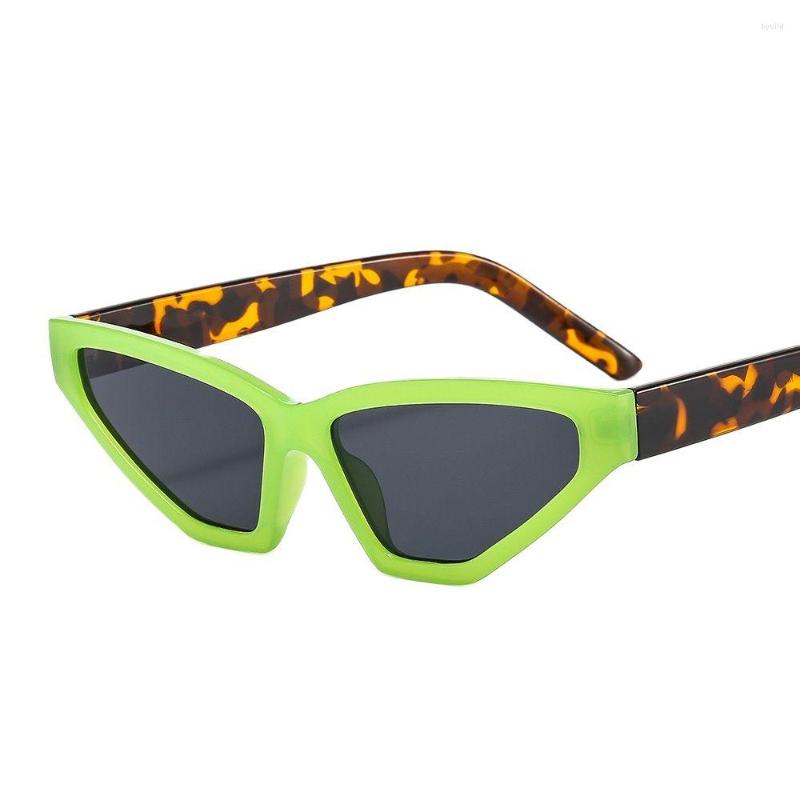 

Sunglasses Triangular Kitten Eye Personality Catwalk Fashion Color Mosaic Contrast Glasses Ins Style M320