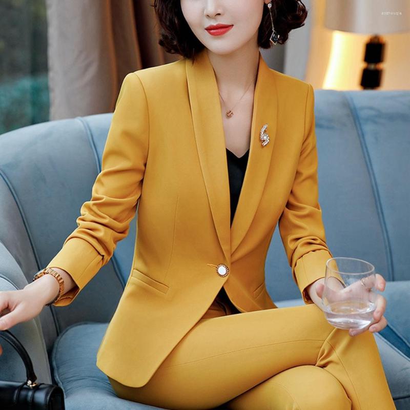 Women' Two Piece Pants Korean Style Spring Autumn 2 Suit Set Quality Formal Trousers Blazer Office Lady Women Business Yellow Sets, Black jacke pants
Women' Two Piece Pants Korean Style Spring Autumn 2 Suit Set Quality Formal Trousers Blazer Office Lady Women Business Yellow Sets, Black jacke pants