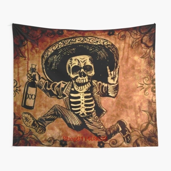 Tapestries Posada Day of the Dead Outlaw tapestry Wall Hanging Beach Towel Throw Blanket Picnic Yoga Mat Home Decoration 221006