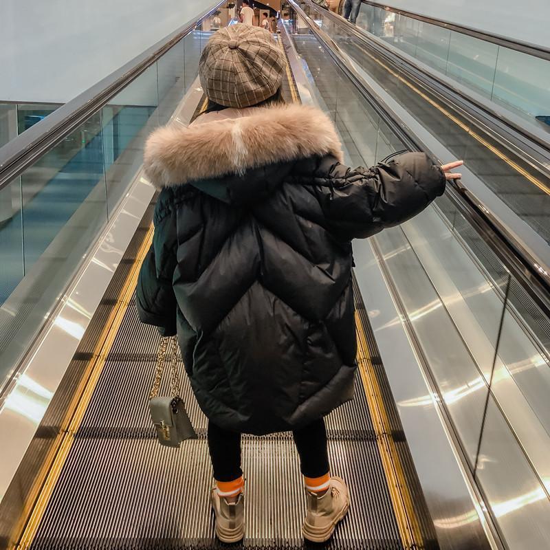 Down Coat Teenager Winter Jackets Girls Fashion Hooded Parkas Kids Snowsuit Outwear Warm Big Fur Collar Child Clothing TZ451 221007