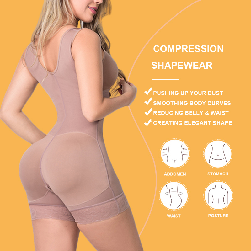 Womens Shapers High Compression Full Body Shapewear With Hook And Eye Front Closure Shaper Adjustable Bra Slimming Bodysuit Fajas Colombianas 221007
