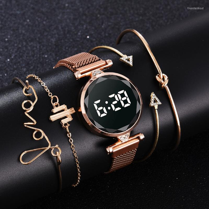 Wristwatches 5pcs Set Bracelet Watch Women Luxury Digital Magnet Rose Gold Stainless Steel Led Quartz Watches Relogio Feminino Drop, 1pc rose gold
Wristwatches 5pcs Set Bracelet Watch Women Luxury Digital Magnet Rose Gold Stainless Steel Led Quartz Watches Relogio Feminino Drop, 1pc rose gold