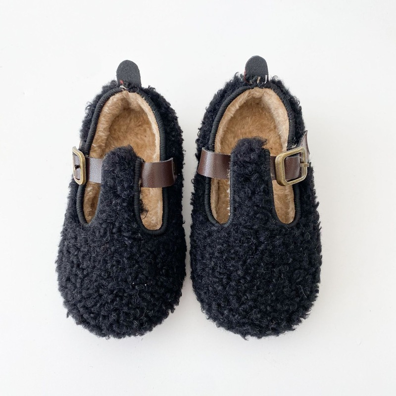 Sneakers Children Cotton Shoes Warmth Girls Furry Warm Winter Baby Solid Color Cotton Soft Sole Peas Shoes Girls Toddler Fleece Shoe 221007