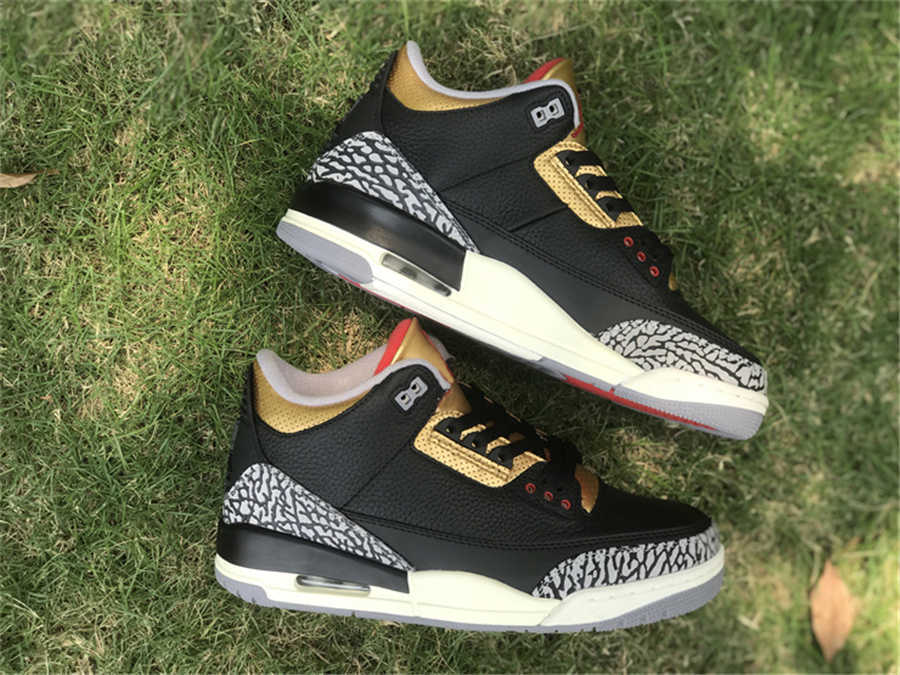 Basketball Shoes Men Sports Sneakers Black Gold Red-metallic Gold-cement Grey Ck9246-067 Outdoor Original 3 3s