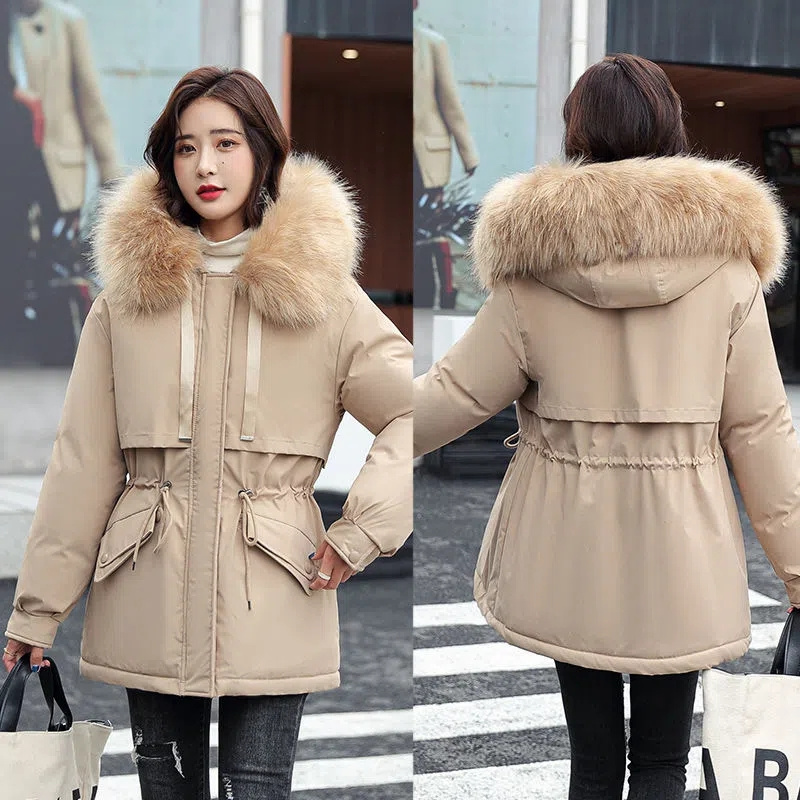 Womens Wool Blends Winter Jacket Womens Parkas Thick Coat Hooded Fur Collar Long Wool Liner Warm Padded Parka Snow Wear Outwear 221007