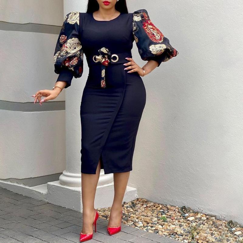 Casual Dresses Female Slim Women 3/4 Lantern Sleeve Split Dress Mid-calf Tight Waist Daily Wear, Black
Casual Dresses Female Slim Women 3/4 Lantern Sleeve Split Dress Mid-calf Tight Waist Daily Wear, Black