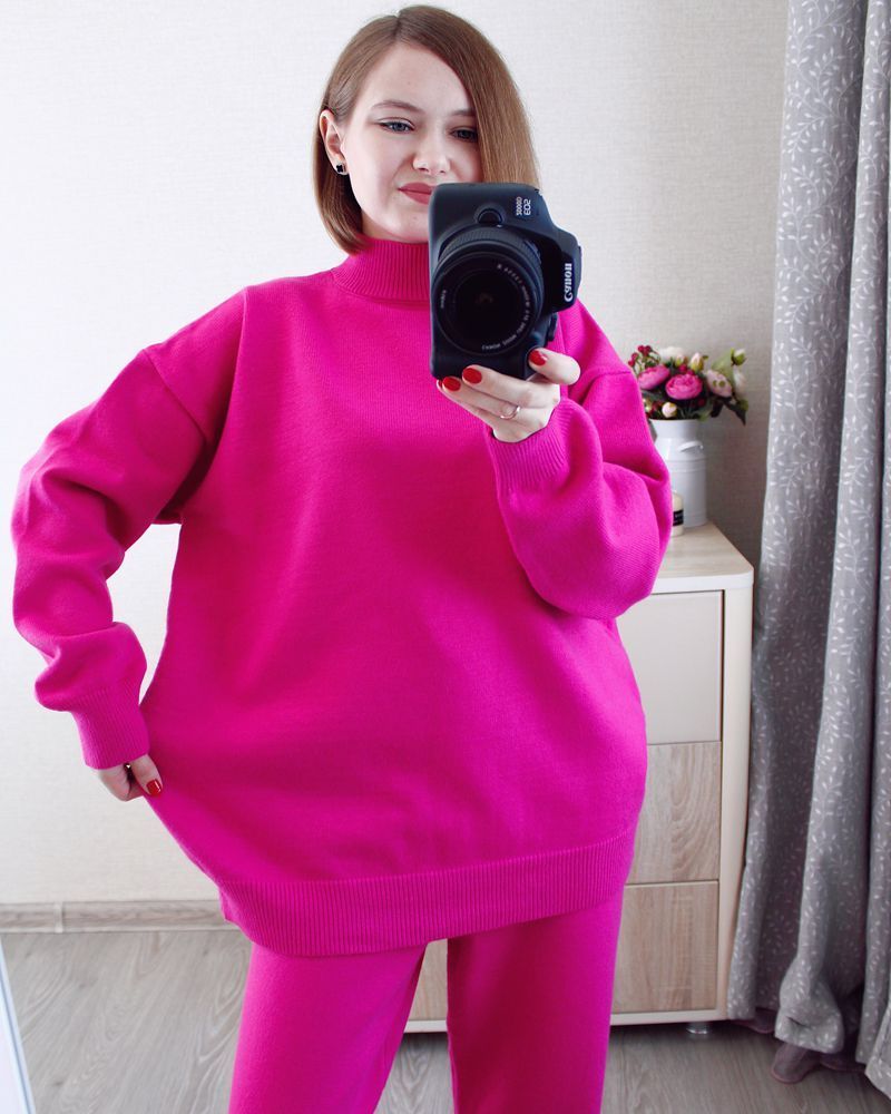 Women's Two Piece Pants GIGOGOU High Quality Two Piece Women Sweater TrackSuit Autumn Winter OverSized Loose Pant Suits Thick Warm Lady Knitted S
