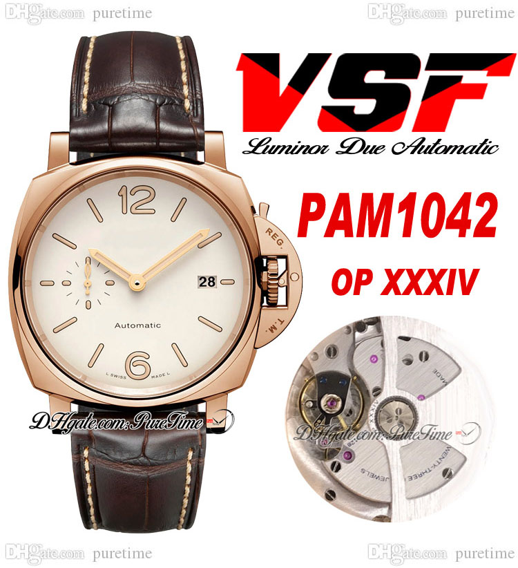VSF 42mm VS1042 OP XXXIV Automatic Mens Watch Rose Gold White Dial Brown Leather Strap Super Edition Watch PTPM Puretime
VSF 42mm VS1042 OP XXXIV Automatic Mens Watch Rose Gold White Dial Brown Leather Strap Super Edition Watch PTPM Puretime
