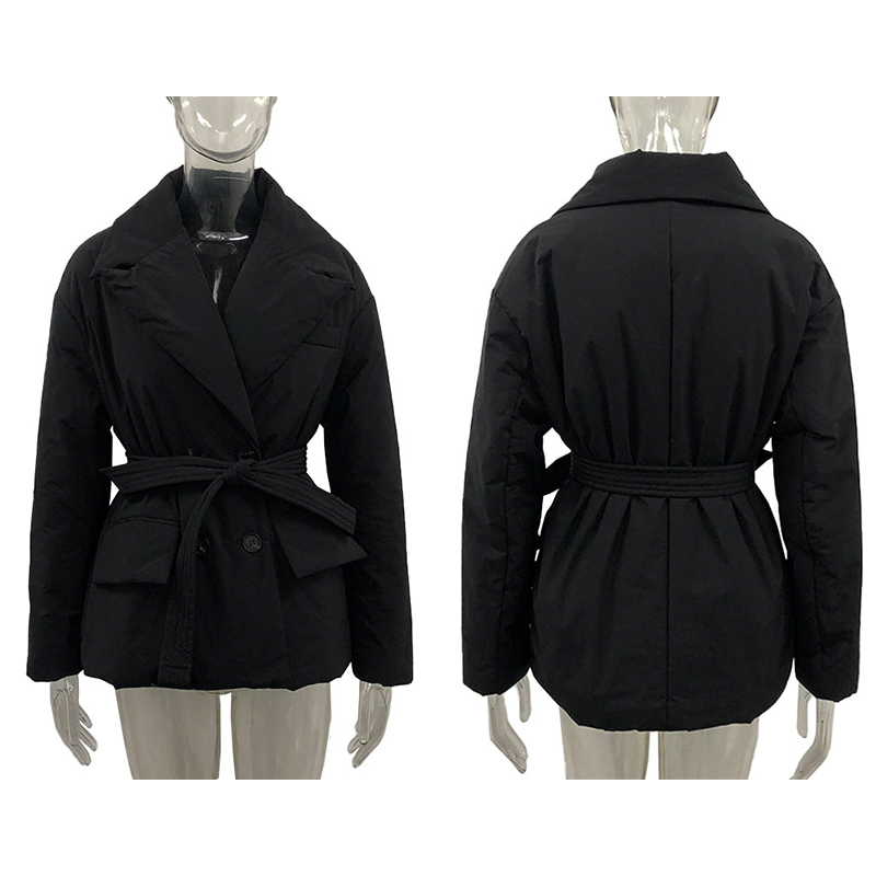 Women's Down Parkas Fandy Lokar Turn Down Collar Parkas Women Fashion Double Breasted Coats Women Elegant Autumn Cotton Jackets Female Ladies 221