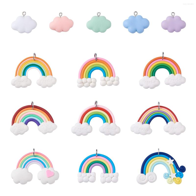 Charms 28pcs/Set Resin And Polymer Clay Cloud & Rainbow Pendants With Iron Loop For DIY Keychains Making Accessories
Charms 28pcs/Set Resin And Polymer Clay Cloud & Rainbow Pendants With Iron Loop For DIY Keychains Making Accessories