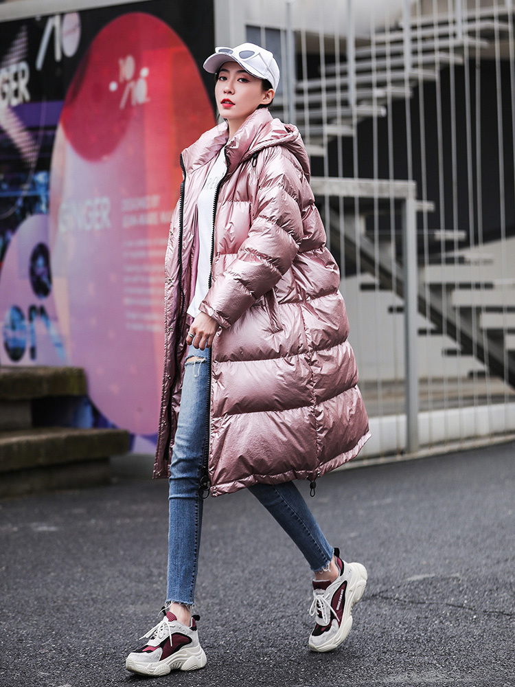Women's Down Parkas Winter Women's Coats Long Hooded Parkas Fashion Glossy Warm Thicken Cotton Padded Overcoat Oversize Puffer Jackets Femal