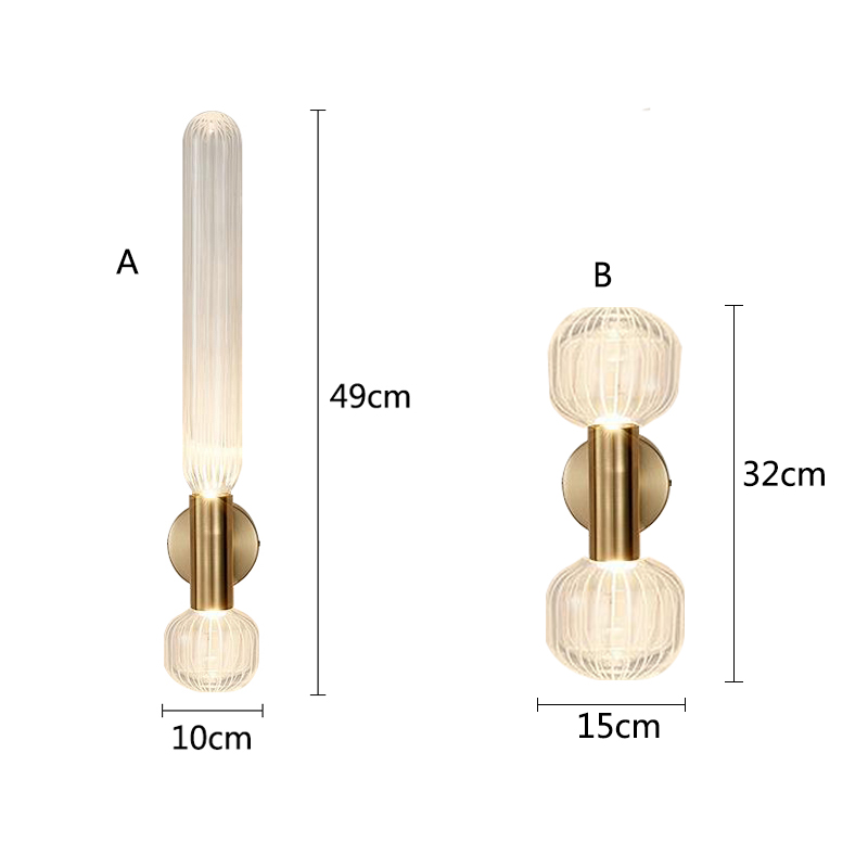 Modern Glass Wall Lamps for Living Room - Surface-Mounted LED with Gold Metal Frame