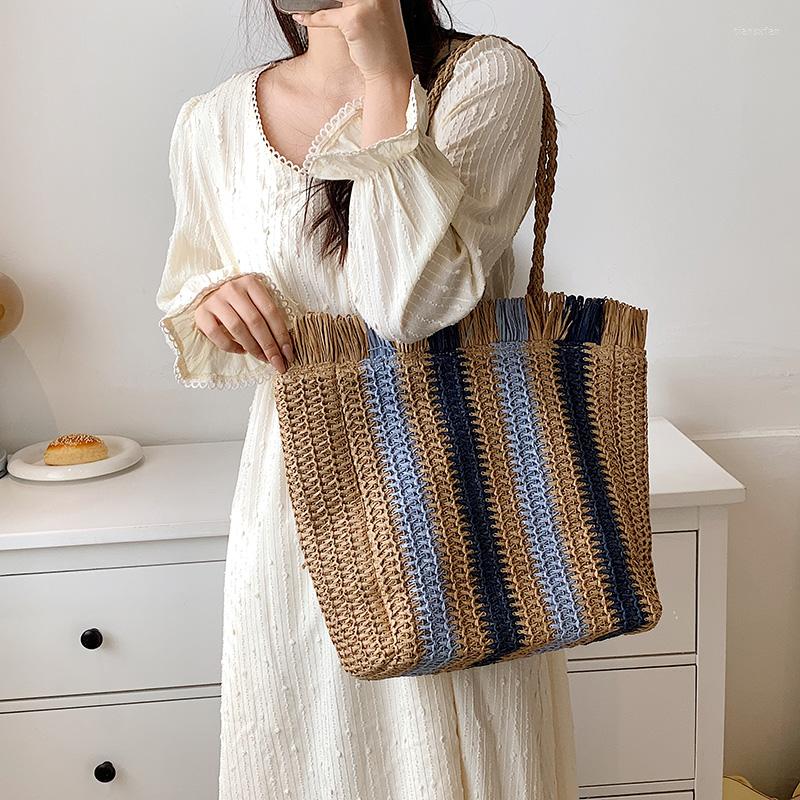 Evening Bags Big Capacity Straw Striped Tassel Women Shoulder Summer Handmade Woman Handbag Bali Rattan Beach Totes For, Beige
Evening Bags Big Capacity Straw Striped Tassel Women Shoulder Summer Handmade Woman Handbag Bali Rattan Beach Totes For, Beige