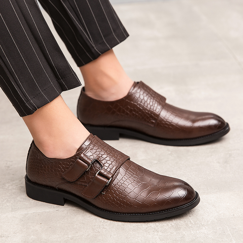 Fish scale Oxford shoes pointed toe horsebit buckle men's simple fashion formal casual shoes multiple sizes 38-47, Brown
Fish scale Oxford shoes pointed toe horsebit buckle men's simple fashion formal casual shoes multiple sizes 38-47, Brown
