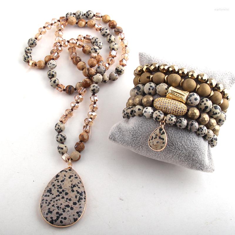 Necklace Earrings Set RH Fashion Jewelry Semi Precious Beaded Dalmatian Stone Knotted Stones Pendant And Bracelet For Women, Picture shown
Necklace Earrings Set RH Fashion Jewelry Semi Precious Beaded Dalmatian Stone Knotted Stones Pendant And Bracelet For Women, Picture shown