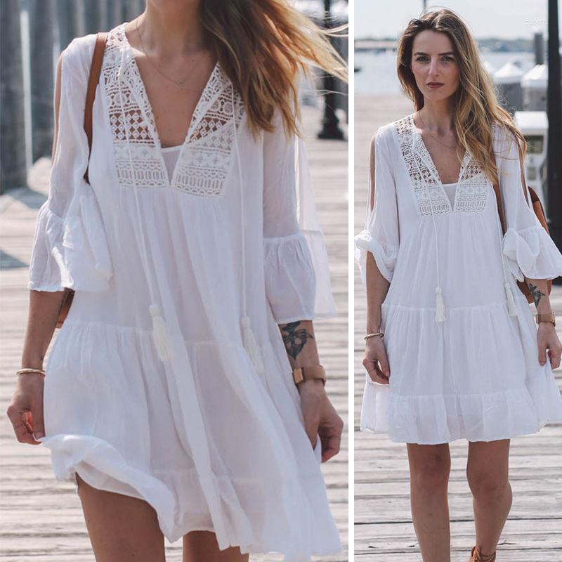 Casual Dresses 2022 Summer Chiffon Beach Dress Slim Lace Splice Sexy Women Lantern Sleeve White Women's Clothing
Casual Dresses 2022 Summer Chiffon Beach Dress Slim Lace Splice Sexy Women Lantern Sleeve White Women's Clothing