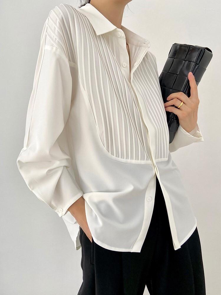 Women' Blouses Women Black White Pleated Shirt Letter Patch Simple Basic Long Sleeve Turn-Down Collar Ladies Covered Buttons Blouse
Women' Blouses Women Black White Pleated Shirt Letter Patch Simple Basic Long Sleeve Turn-Down Collar Ladies Covered Buttons Blouse