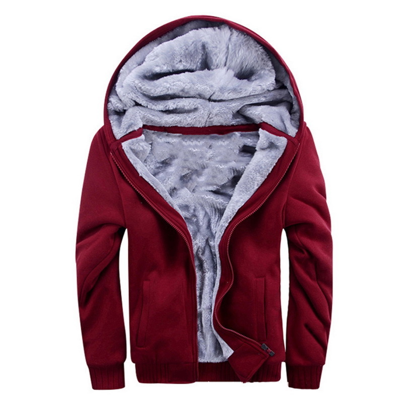 Men's Jackets Winter Thick Warm Jacket Solid Color Fleece Zipper Hooded Long-Sleeved Coat Parka 221007