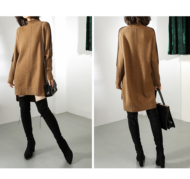 Women's Knits Tees Autumn and Winter 100 Wool Sweater High Collar Pullover Women Long Section Cashmere Shirt Bag Hip Split Loose Thick 221007
