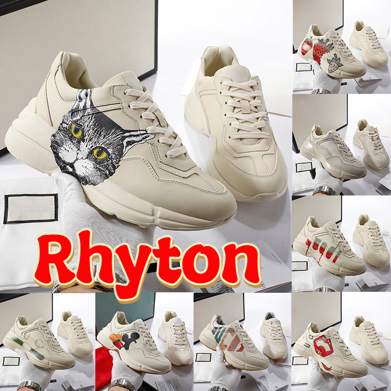men Rhyton Casual Shoes Designer Chunky Leather Sneaker Red Tennis logo split mouse rainbow glitter cat mouth Printed Strawberry Printed man women Sneakers, No.14- shoes box
men Rhyton Casual Shoes Designer Chunky Leather Sneaker Red Tennis logo split mouse rainbow glitter cat mouth Printed Strawberry Printed man women Sneakers, No.14- shoes box