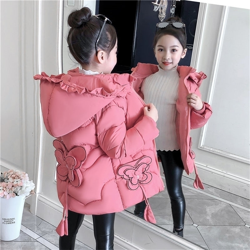 Down Coat 3-12Y toddler Girls Long Jacket Outwear Children Cotton-padded Jacket Girl Winter down Clothes Warm Coat Fur Hooed Snowsuit Kids 221007