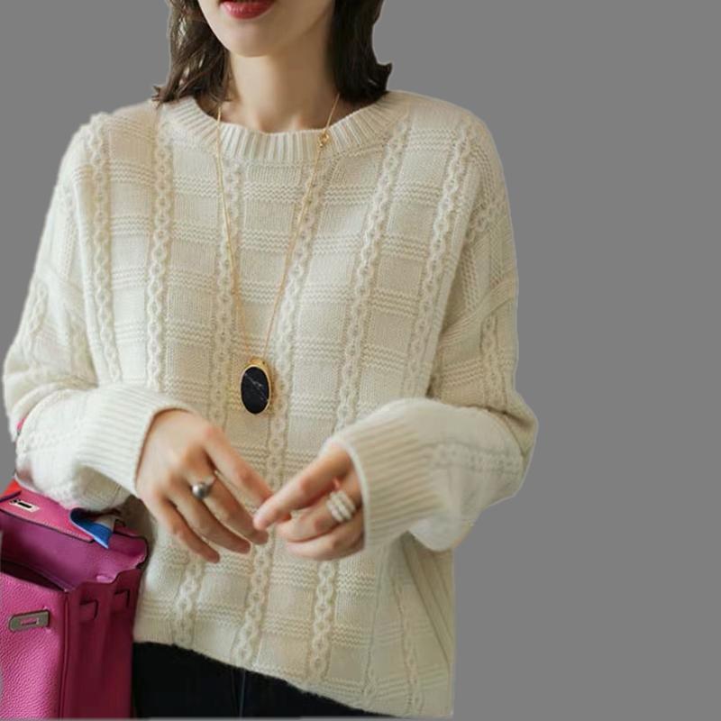 Women's Knits Tees High Quality Style Autumn Winter Women Cashmere Knitted Casual Loose ONeck Sweater Pullover Thick Soft Warm Flexible 221007