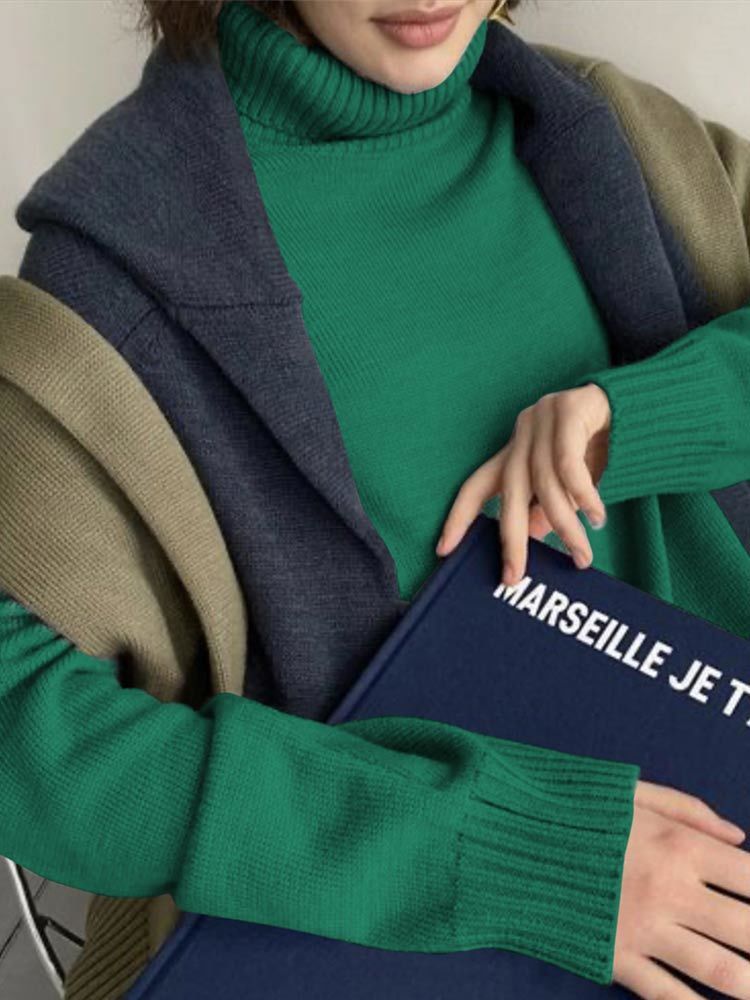 Women's Knits Tees Women Turtleneck Solid Basic Oversized Sweaters Pullovers Autumn Winter Female Casual Fashion Knitted Soft Sweaters Jumper 221