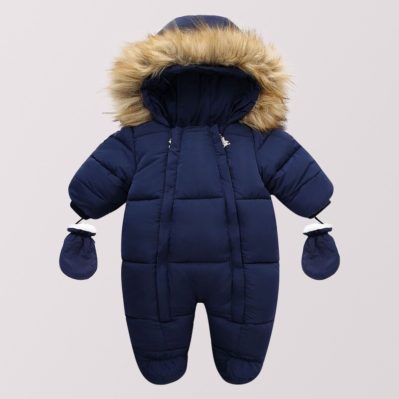Rompers winter baby jacket plus velvet girl snow-proof down cotton boy Romper born toddler jumpsuit clothes 221007